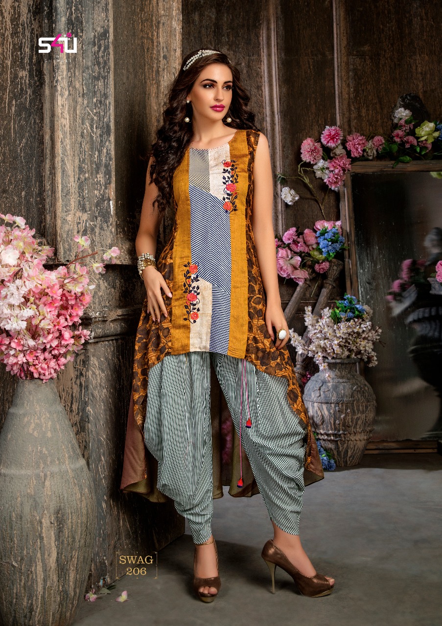 Swag Vol-2 By S4u Fashion 201 To 208 Series Designer Beautiful Stylish Fancy Colorful Casual Wear & Ethnic Wear Pure Rayon With Cotton Embroidered Kurtis At Wholesale Price