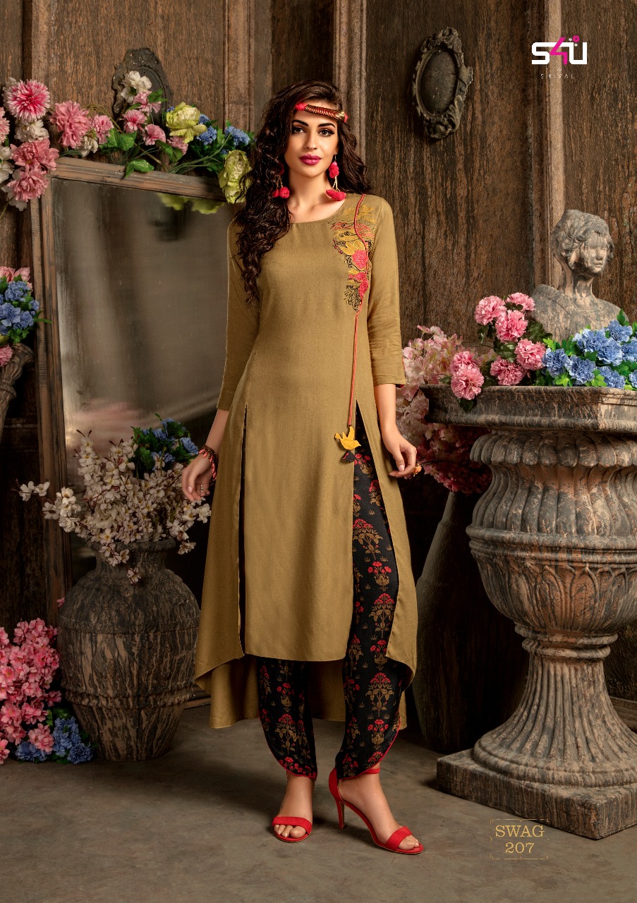 Swag Vol-2 By S4u Fashion 201 To 208 Series Designer Beautiful Stylish Fancy Colorful Casual Wear & Ethnic Wear Pure Rayon With Cotton Embroidered Kurtis At Wholesale Price