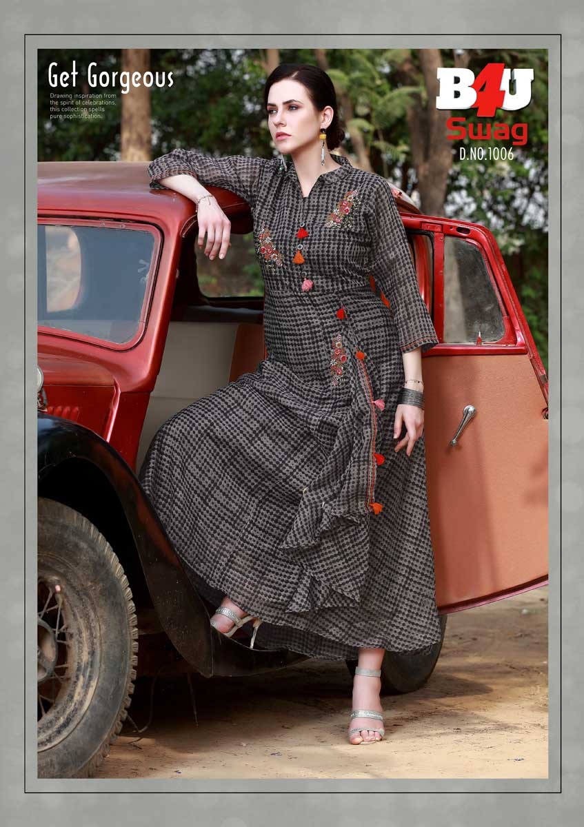 Swag By B4u 1001 To 1007 Series Designer Beautiful Stylish Fancy Colorful Casual Wear & Ethnic Wear Fancy Printed Kurtis At Wholesale Price