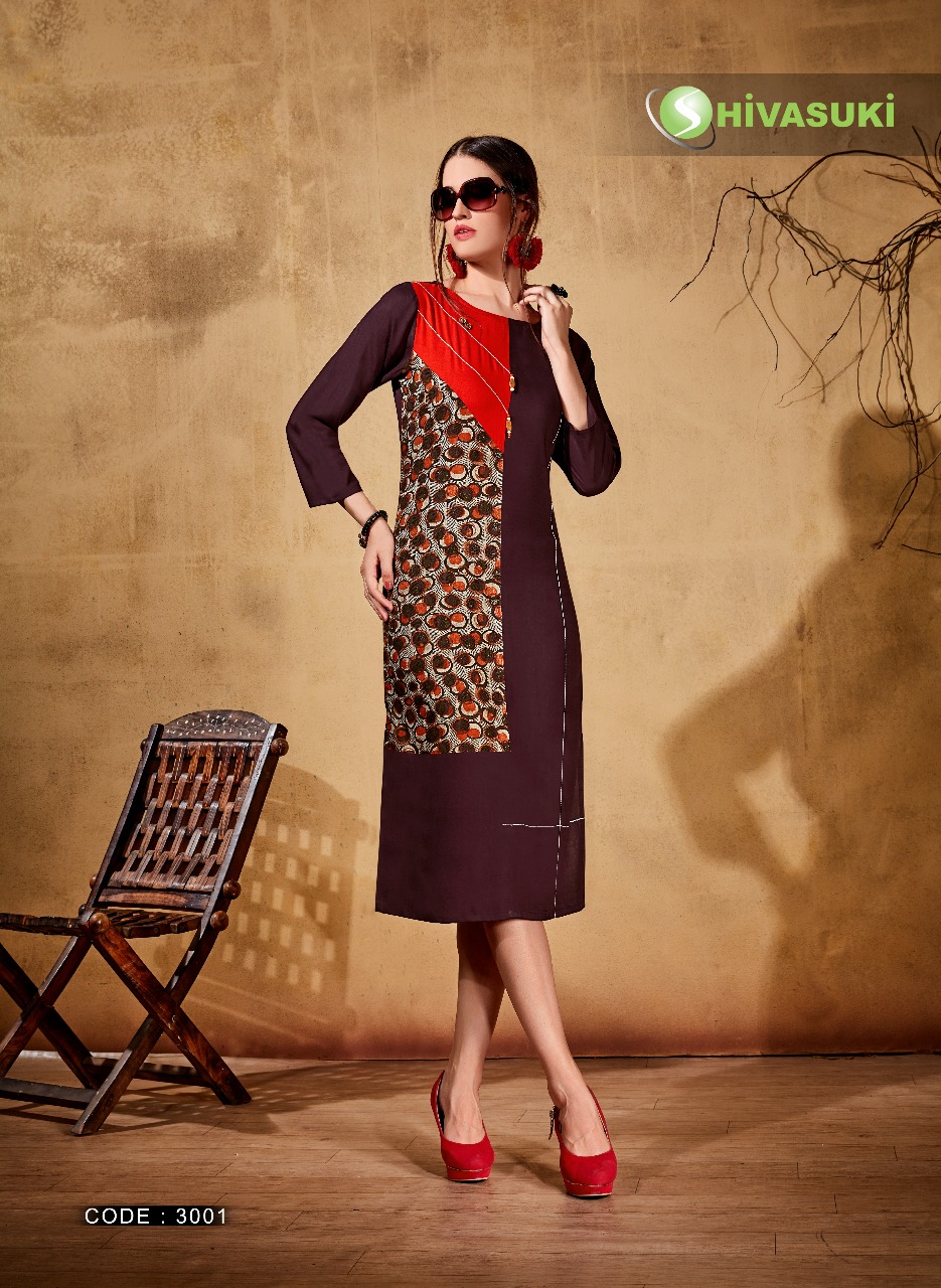 Swara Vol-3 By Shivasuki 3001 To 3008 Series Beautiful Stylish Fancy Colorful Casual Wear & Ethnic Wear & Ready To Wear Rayon Printed Kurtis At Wholesale Price