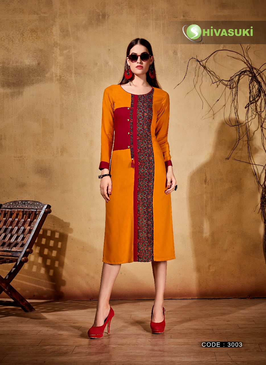 Swara Vol-3 By Shivasuki 3001 To 3008 Series Beautiful Stylish Fancy Colorful Casual Wear & Ethnic Wear & Ready To Wear Rayon Printed Kurtis At Wholesale Price