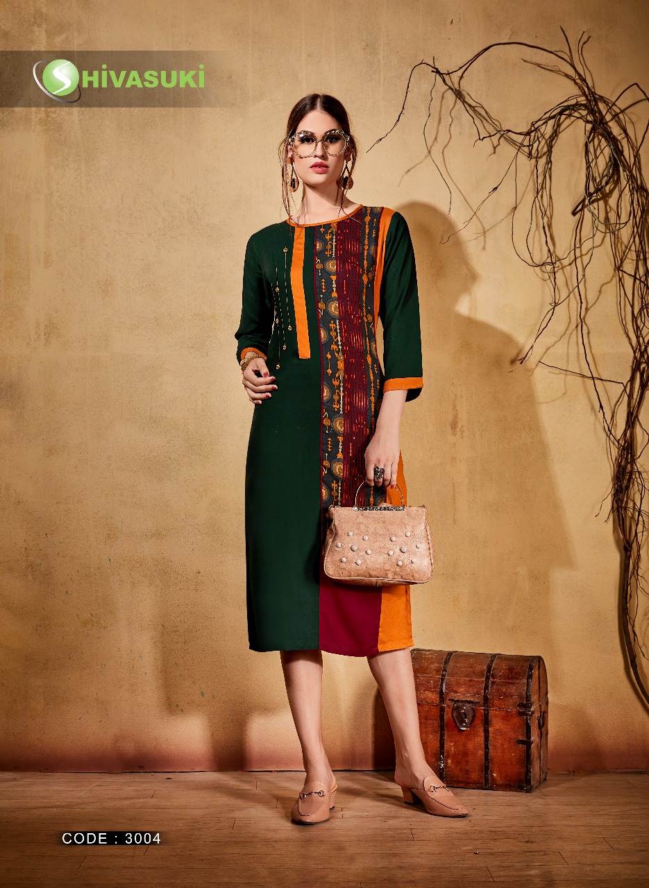 Swara Vol-3 By Shivasuki 3001 To 3008 Series Beautiful Stylish Fancy Colorful Casual Wear & Ethnic Wear & Ready To Wear Rayon Printed Kurtis At Wholesale Price