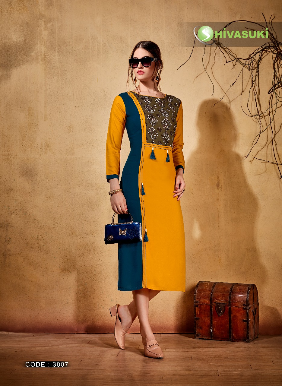 Swara Vol-3 By Shivasuki 3001 To 3008 Series Beautiful Stylish Fancy Colorful Casual Wear & Ethnic Wear & Ready To Wear Rayon Printed Kurtis At Wholesale Price
