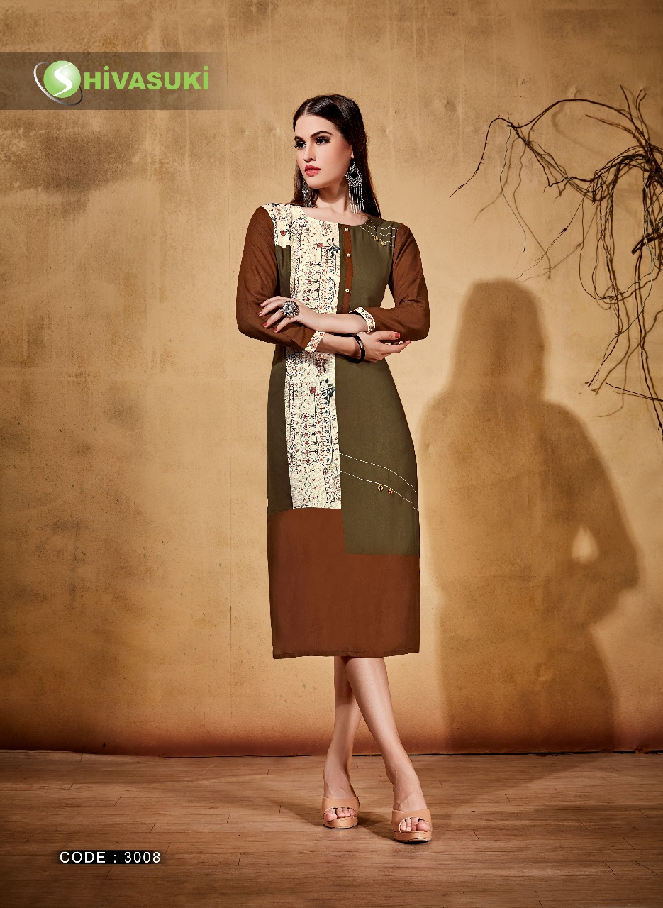 Swara Vol-3 By Shivasuki 3001 To 3008 Series Beautiful Stylish Fancy Colorful Casual Wear & Ethnic Wear & Ready To Wear Rayon Printed Kurtis At Wholesale Price