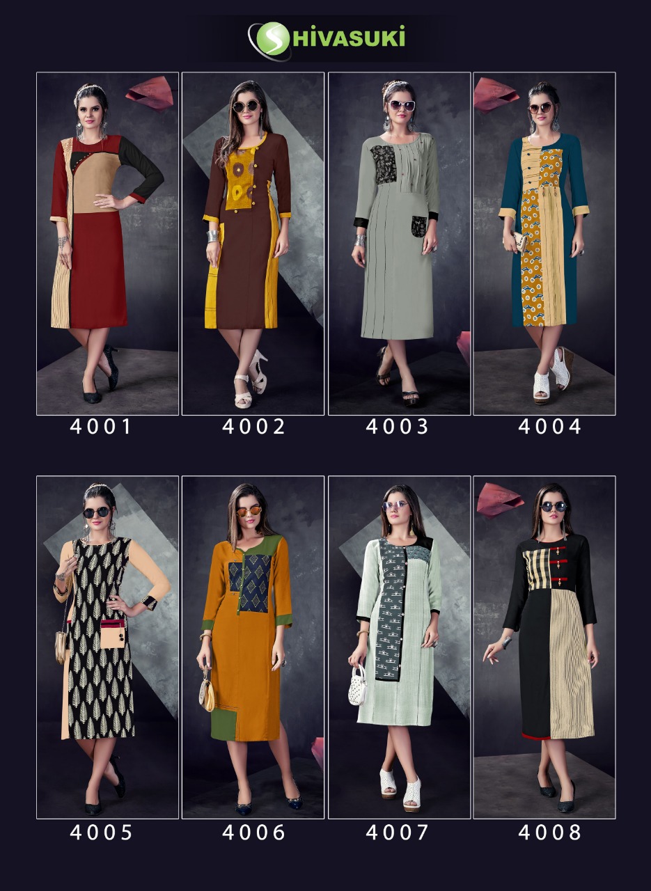 Swara Vol-4 By Shivasuki 4001 To 4008 Series Beautiful Colorful Stylish Fancy Casual Wear & Ethnic Wear & Ready To Wear Rayon Printed Kurtis At Wholesale Price