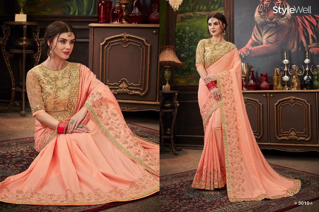 Swara By Stylewell 3001 To 3012 Series Indian Traditional Wear Collection Beautiful Stylish Fancy Colorful Party Wear & Occasional Wear Heritage Dola Silk Embroiderd Sarees At Wholesale Price