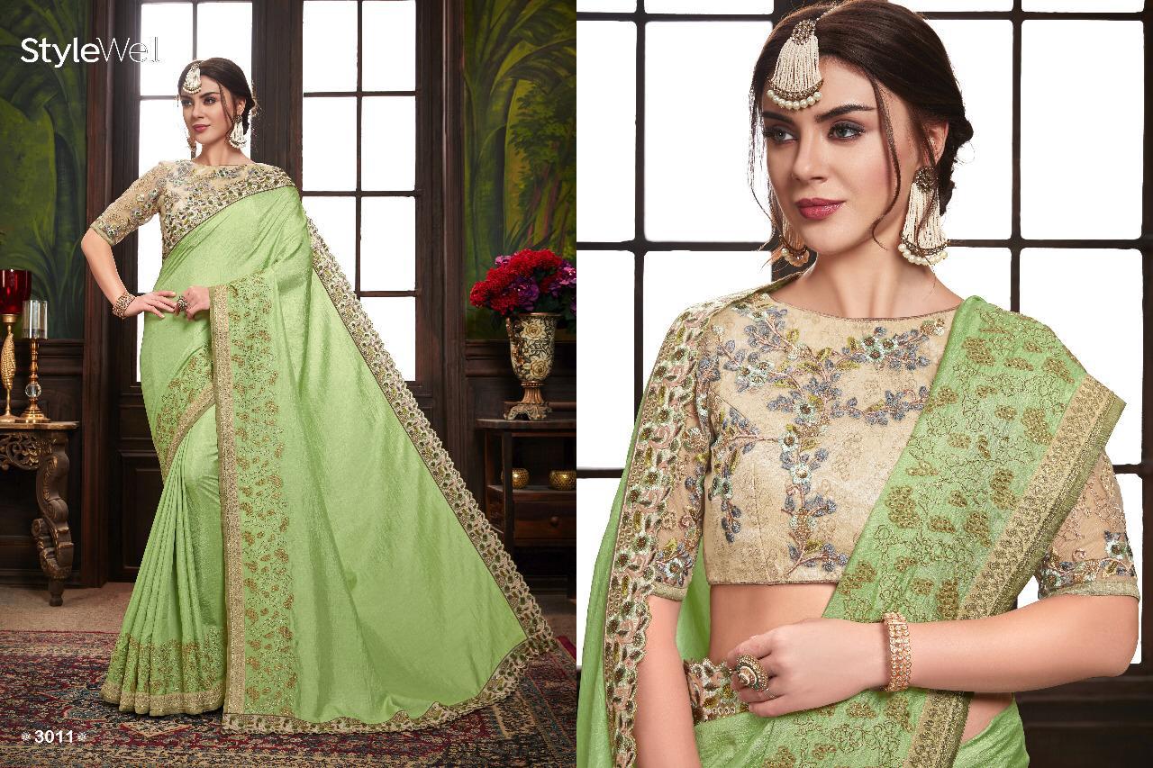 Swara By Stylewell 3001 To 3012 Series Indian Traditional Wear Collection Beautiful Stylish Fancy Colorful Party Wear & Occasional Wear Heritage Dola Silk Embroiderd Sarees At Wholesale Price