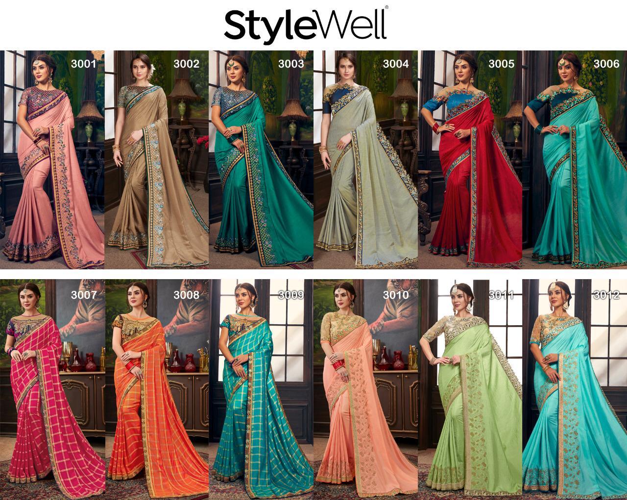 Swara By Stylewell 3001 To 3012 Series Indian Traditional Wear Collection Beautiful Stylish Fancy Colorful Party Wear & Occasional Wear Heritage Dola Silk Embroiderd Sarees At Wholesale Price
