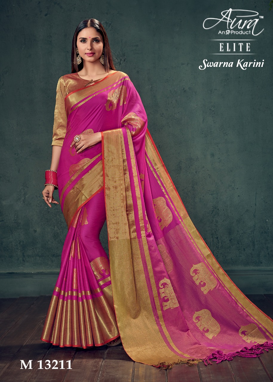 Swarna Karini By Aura 13211 To 13219 Series Indian Traditional Wear Collection Beautiful Stylish Fancy Colorful Party Wear & Occasional Wear Pure Cotton Silk Sarees At Wholesale Price