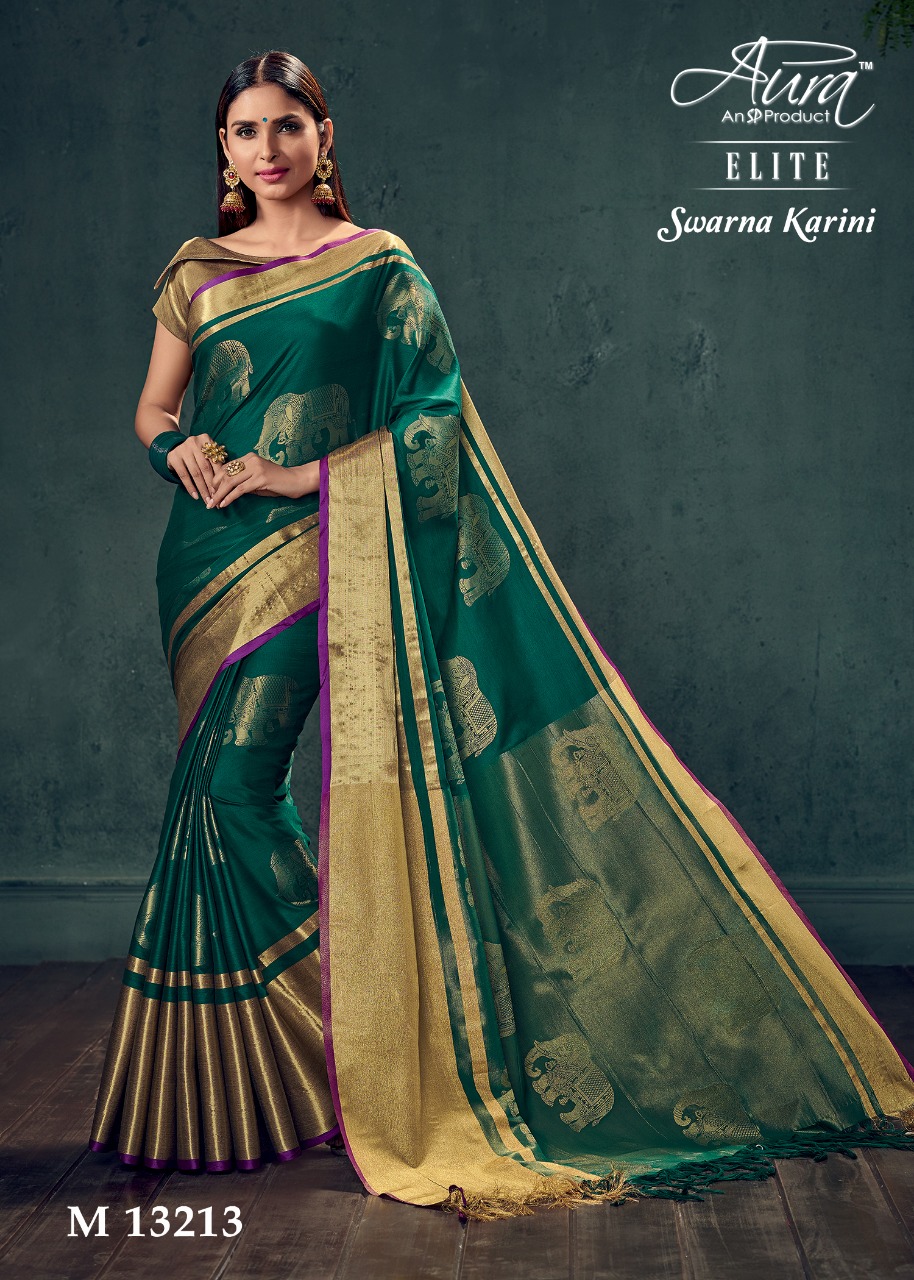 Swarna Karini By Aura 13211 To 13219 Series Indian Traditional Wear Collection Beautiful Stylish Fancy Colorful Party Wear & Occasional Wear Pure Cotton Silk Sarees At Wholesale Price