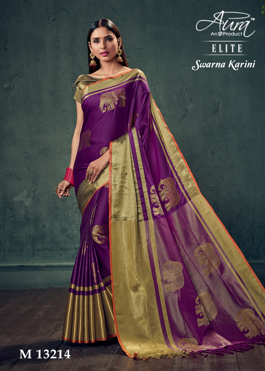 Swarna Karini By Aura 13211 To 13219 Series Indian Traditional Wear Collection Beautiful Stylish Fancy Colorful Party Wear & Occasional Wear Pure Cotton Silk Sarees At Wholesale Price