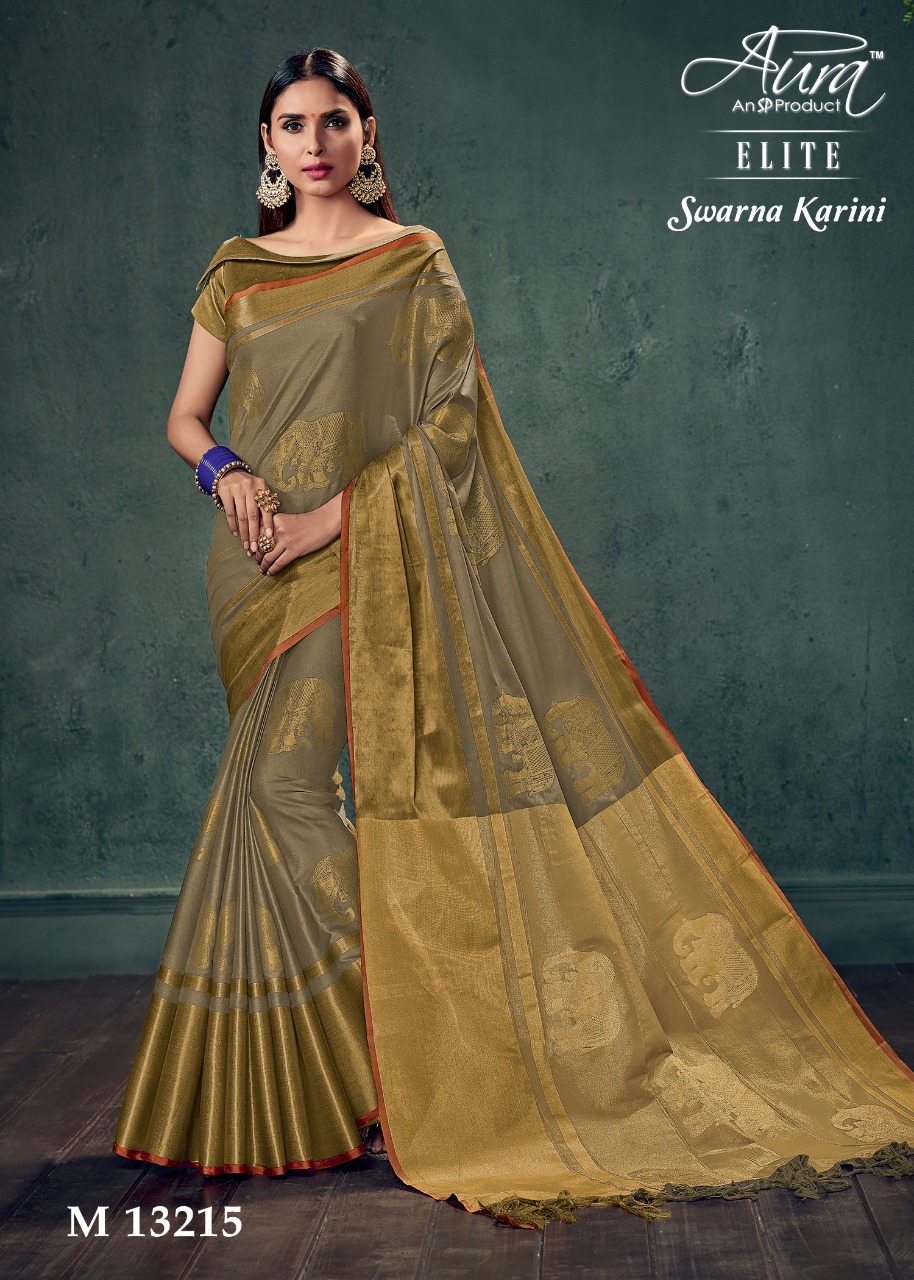 Swarna Karini By Aura 13211 To 13219 Series Indian Traditional Wear Collection Beautiful Stylish Fancy Colorful Party Wear & Occasional Wear Pure Cotton Silk Sarees At Wholesale Price