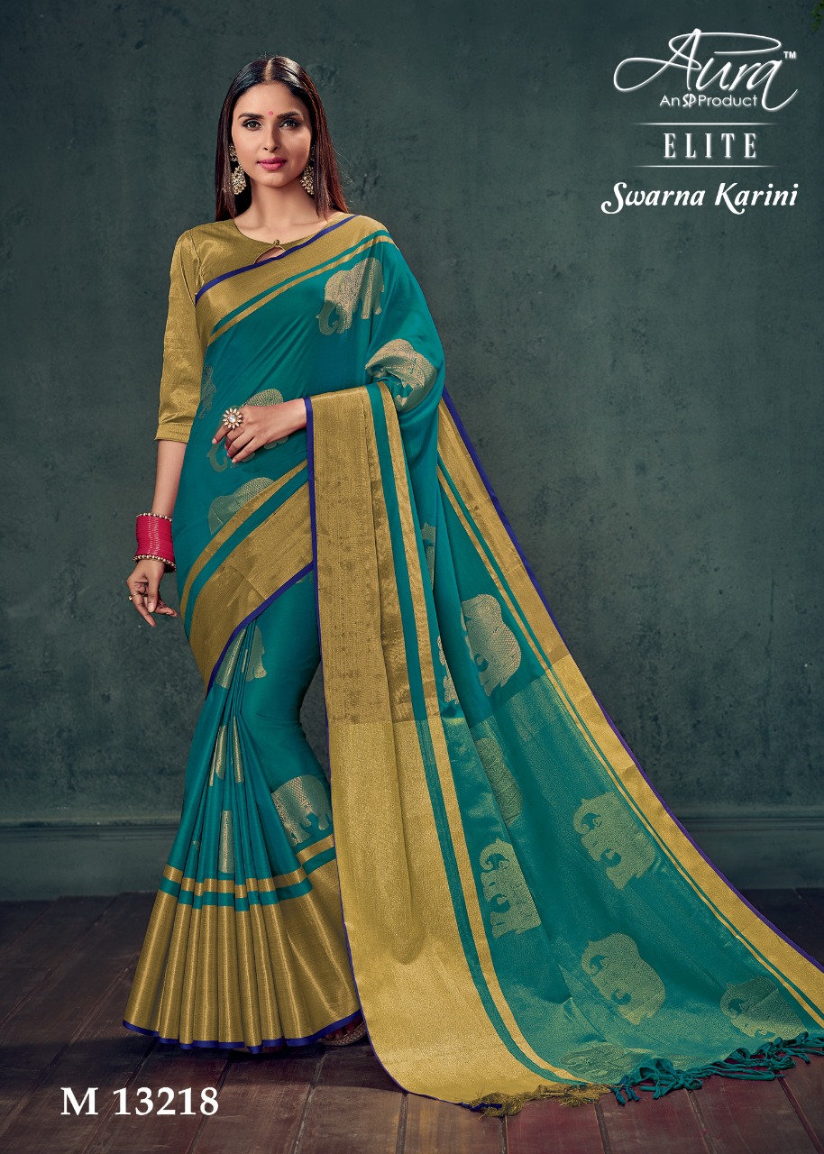 Swarna Karini By Aura 13211 To 13219 Series Indian Traditional Wear Collection Beautiful Stylish Fancy Colorful Party Wear & Occasional Wear Pure Cotton Silk Sarees At Wholesale Price