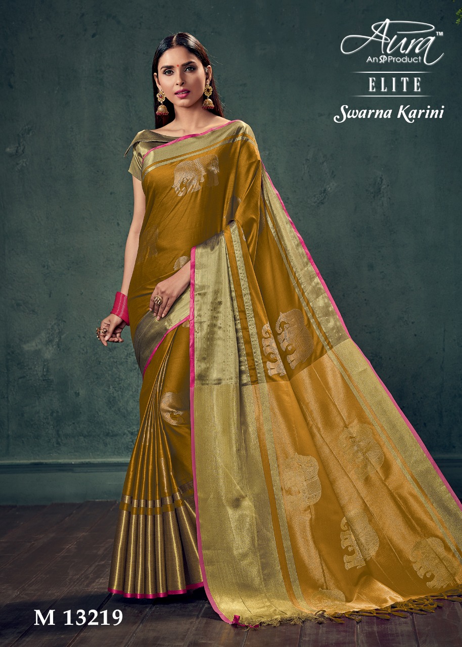 Swarna Karini By Aura 13211 To 13219 Series Indian Traditional Wear Collection Beautiful Stylish Fancy Colorful Party Wear & Occasional Wear Pure Cotton Silk Sarees At Wholesale Price