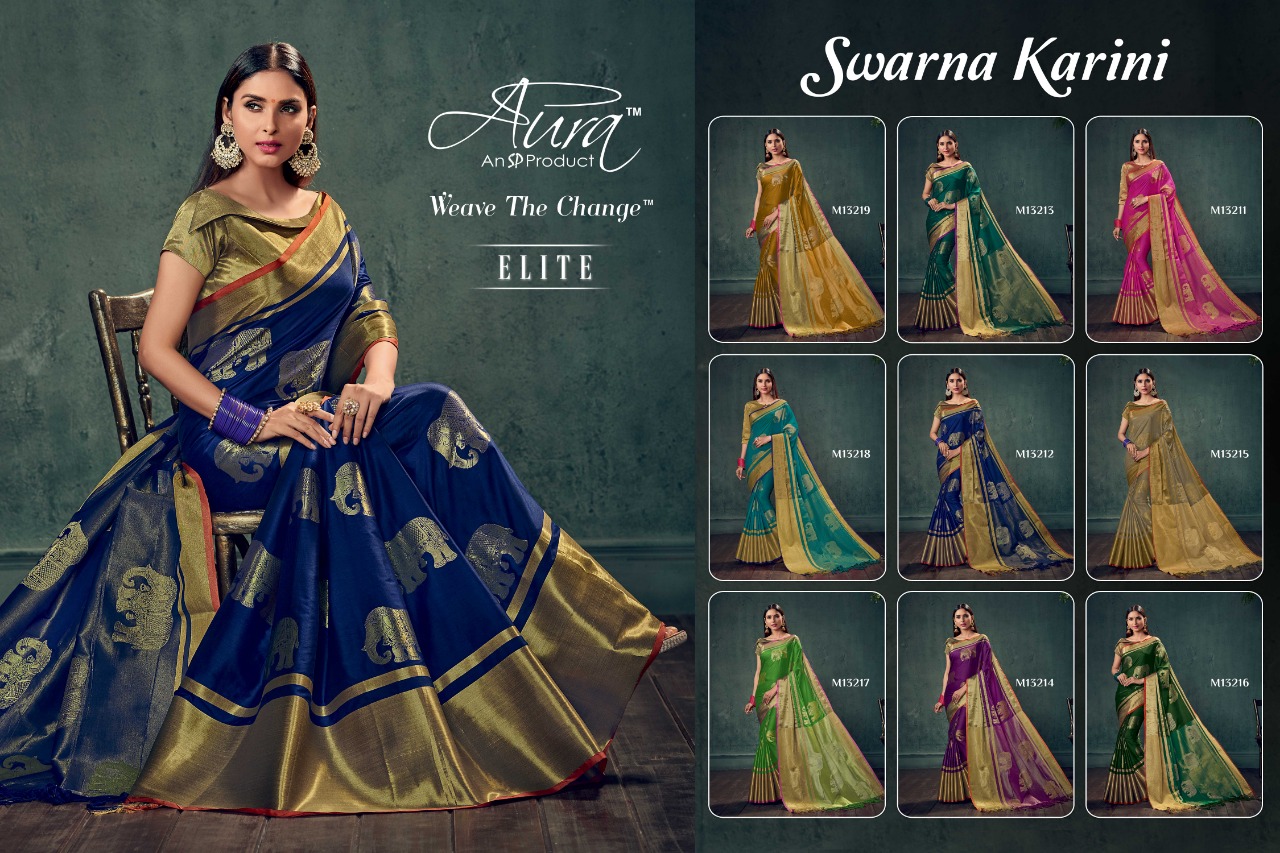 Swarna Karini By Aura 13211 To 13219 Series Indian Traditional Wear Collection Beautiful Stylish Fancy Colorful Party Wear & Occasional Wear Pure Cotton Silk Sarees At Wholesale Price