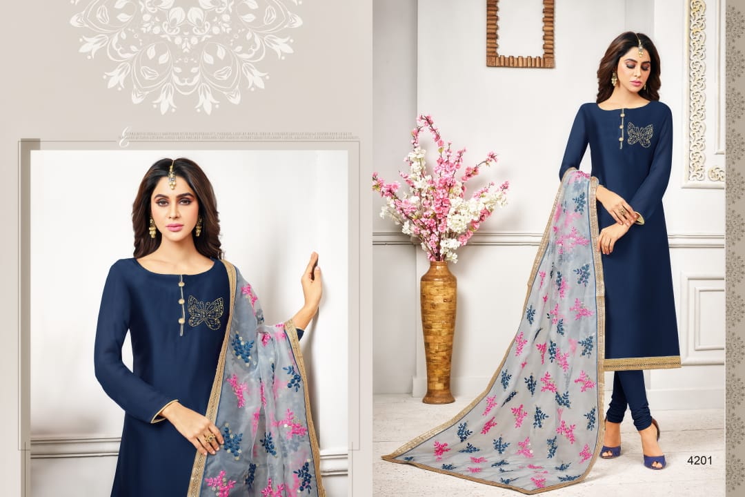Swarovski By Rr Fashion 4201 To 4212 Series Beautiful Suits Stylish Fancy Colorful Party Wear & Ethnic Wear Collection Satin Georgette Embroidered Dresses At Wholesale Price