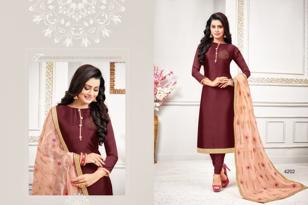 Swarovski By Rr Fashion 4201 To 4212 Series Beautiful Suits Stylish Fancy Colorful Party Wear & Ethnic Wear Collection Satin Georgette Embroidered Dresses At Wholesale Price
