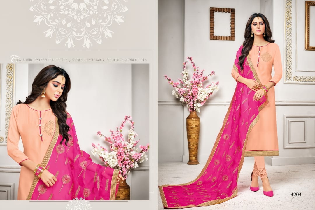 Swarovski By Rr Fashion 4201 To 4212 Series Beautiful Suits Stylish Fancy Colorful Party Wear & Ethnic Wear Collection Satin Georgette Embroidered Dresses At Wholesale Price