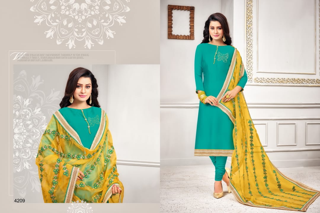 Swarovski By Rr Fashion 4201 To 4212 Series Beautiful Suits Stylish Fancy Colorful Party Wear & Ethnic Wear Collection Satin Georgette Embroidered Dresses At Wholesale Price