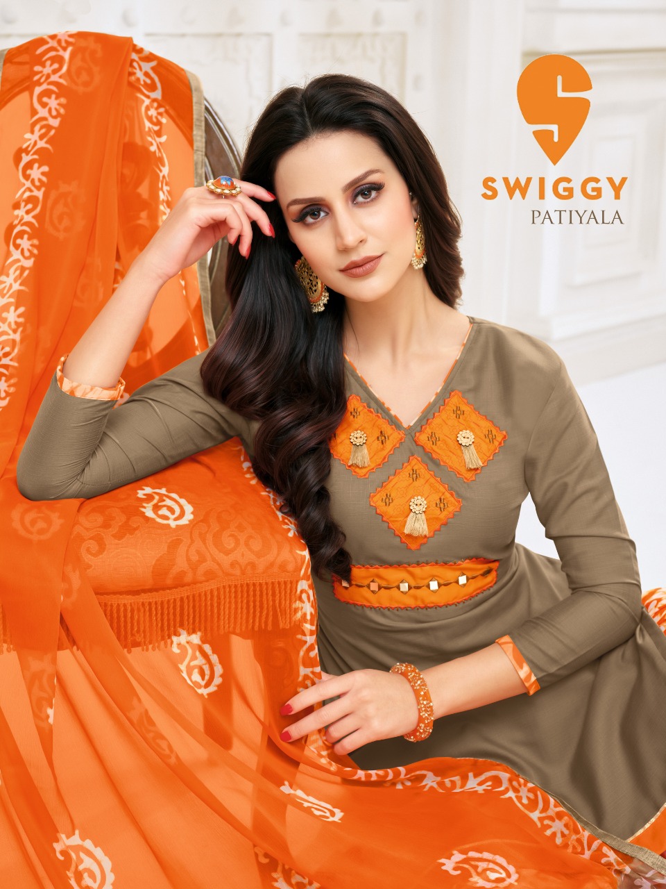Swiggy By Kapil Tex 18001 To 18012 Series Designer Patiyala Suits Collection Beautiful Stylish Fancy Colorful Party Wear & Ethnic Wear Slub Pattern With Cut Past Work Dresses At Wholesale Price