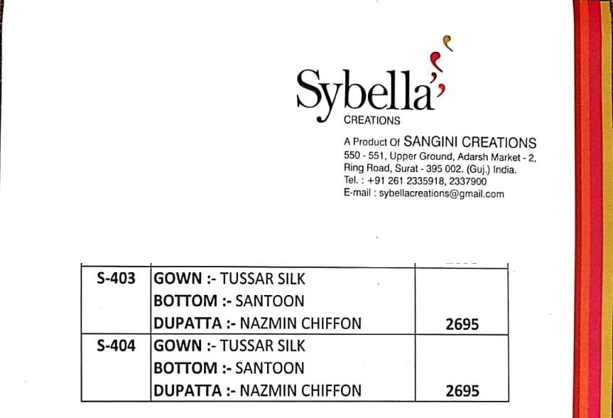 Sybella 400 Series Nx By Sybella Creation 403 & 404 Series Designer Bridal Wear Collection Beautiful Stylish Fancy Colorful Party Wear & Occasional Wear Tussar Silk Dresses At Wholesale Price