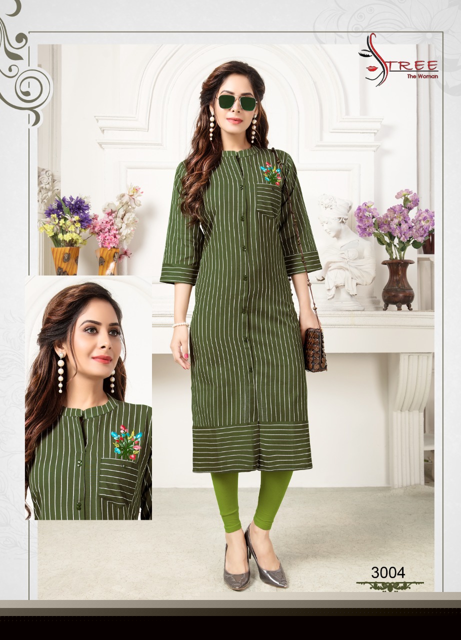 Symphony Vol-3 By Stree Fashion 3001 To 3006 Series Beautiful Colorful Stylish Fancy Casual Wear & Ethnic Wear & Ready To Wear Heavy Cotton Flex Khadi Printed Kurtis At Wholesale Price