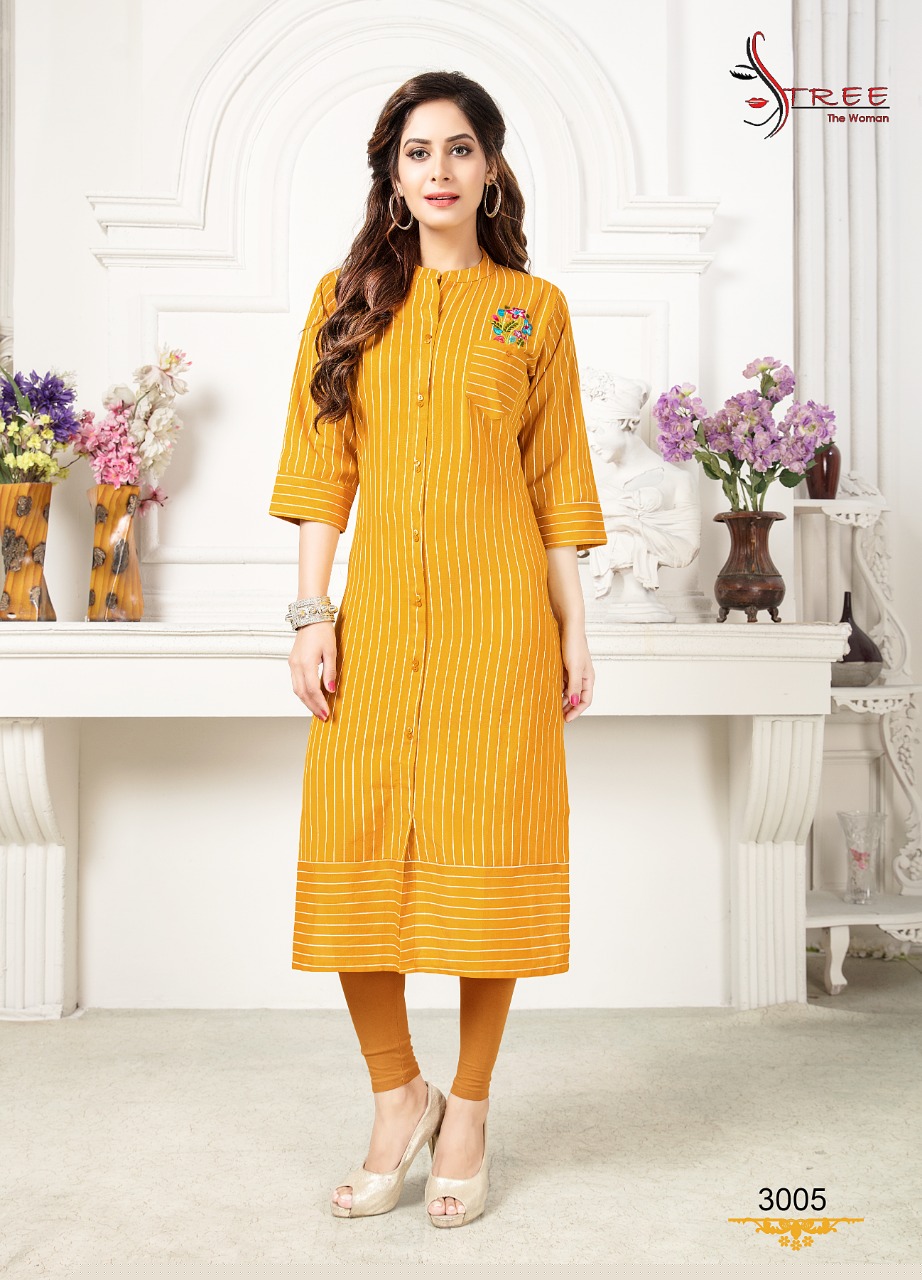 Symphony Vol-3 By Stree Fashion 3001 To 3006 Series Beautiful Colorful Stylish Fancy Casual Wear & Ethnic Wear & Ready To Wear Heavy Cotton Flex Khadi Printed Kurtis At Wholesale Price