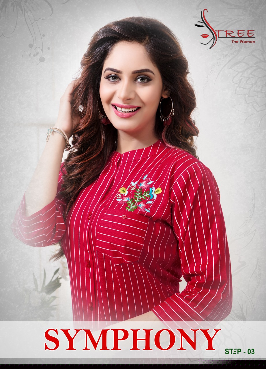 Symphony Vol-3 By Stree Fashion 3001 To 3006 Series Beautiful Colorful Stylish Fancy Casual Wear & Ethnic Wear & Ready To Wear Heavy Cotton Flex Khadi Printed Kurtis At Wholesale Price