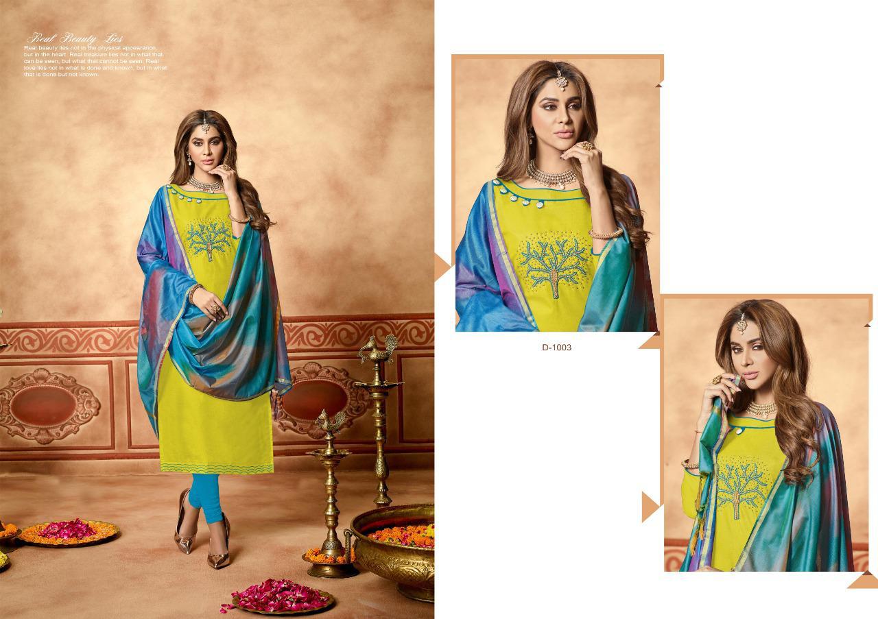 Tai Dai By Amrut Varsha Creation 1001 To 1010 Series Beautiful Suits Stylish Fancy Colorful Casual Wear & Ethnic Wear & Ready To Wear Heavy Cotton Slub With Handwork Dresses At Wholesale Price