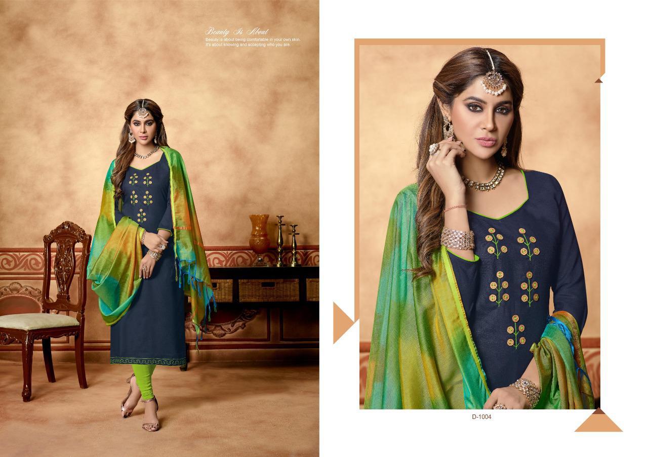 Tai Dai By Amrut Varsha Creation 1001 To 1010 Series Beautiful Suits Stylish Fancy Colorful Casual Wear & Ethnic Wear & Ready To Wear Heavy Cotton Slub With Handwork Dresses At Wholesale Price