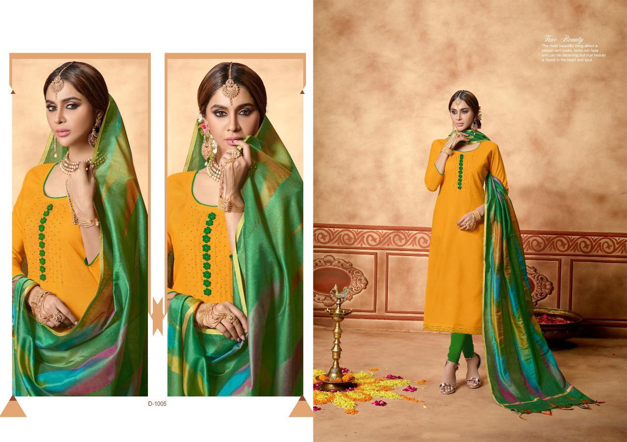 Tai Dai By Amrut Varsha Creation 1001 To 1010 Series Beautiful Suits Stylish Fancy Colorful Casual Wear & Ethnic Wear & Ready To Wear Heavy Cotton Slub With Handwork Dresses At Wholesale Price