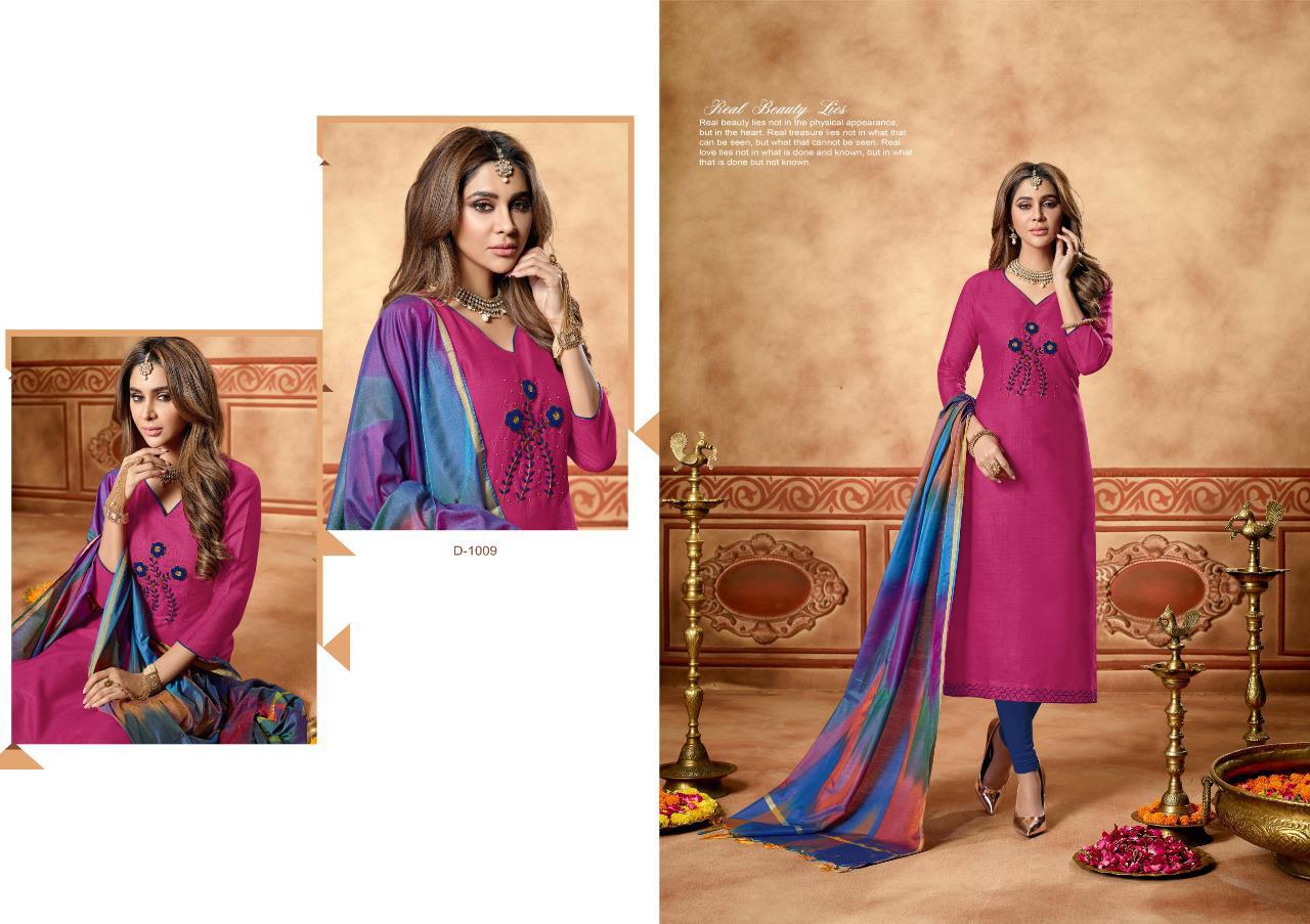 Tai Dai By Amrut Varsha Creation 1001 To 1010 Series Beautiful Suits Stylish Fancy Colorful Casual Wear & Ethnic Wear & Ready To Wear Heavy Cotton Slub With Handwork Dresses At Wholesale Price