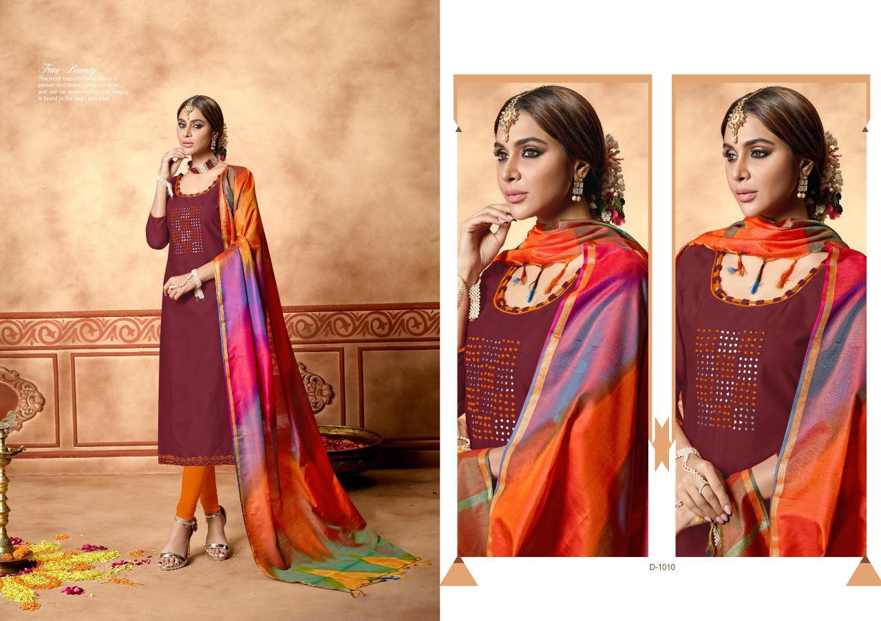 Tai Dai By Amrut Varsha Creation 1001 To 1010 Series Beautiful Suits Stylish Fancy Colorful Casual Wear & Ethnic Wear & Ready To Wear Heavy Cotton Slub With Handwork Dresses At Wholesale Price