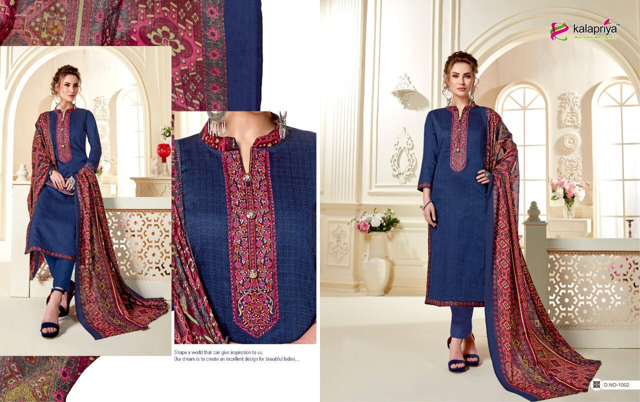 Taj By Kalapriya 1001 To 1007 Series Designer Festive Suits Collection Beautiful Stylish Fancy Colorful Party Wear & Occasional Wear Heavy Jam Silk Embroidered Dresses At Wholesale Price