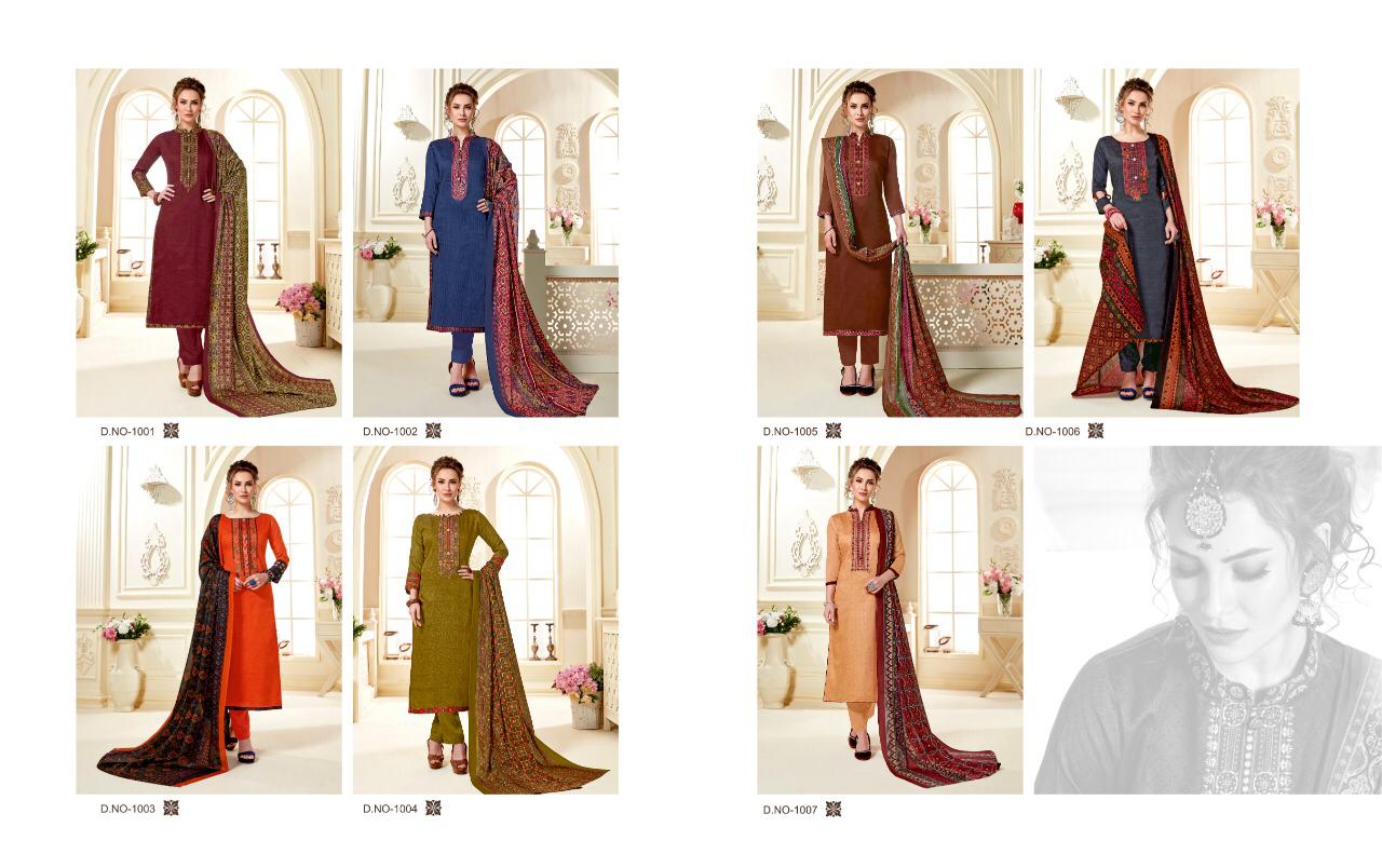 Taj By Kalapriya 1001 To 1007 Series Designer Festive Suits Collection Beautiful Stylish Fancy Colorful Party Wear & Occasional Wear Heavy Jam Silk Embroidered Dresses At Wholesale Price