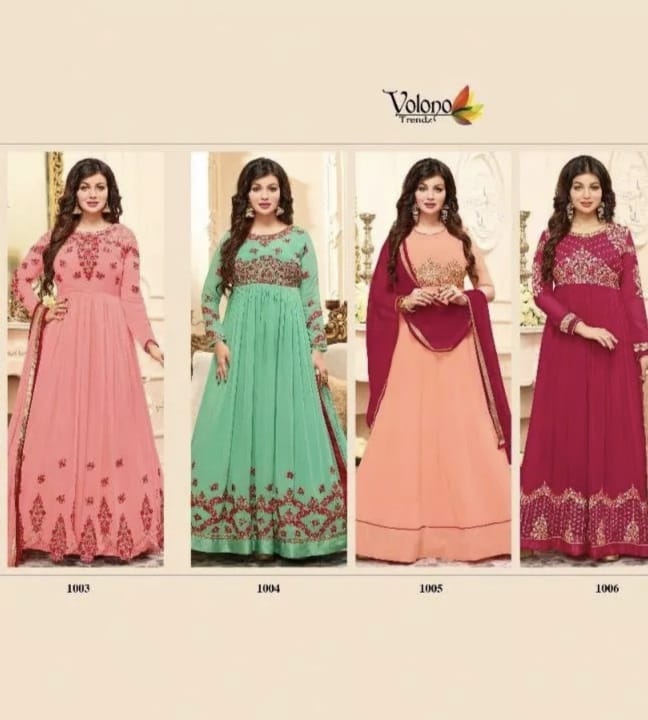 Takia Vol-1 Nx By Volono Trendz 1003 To 1006 Series Designer Beautiful Fancy Colorful Stylish Party Wear & Occasional Wear Faux Georgette Embroidered Dresses At Wholesale Price