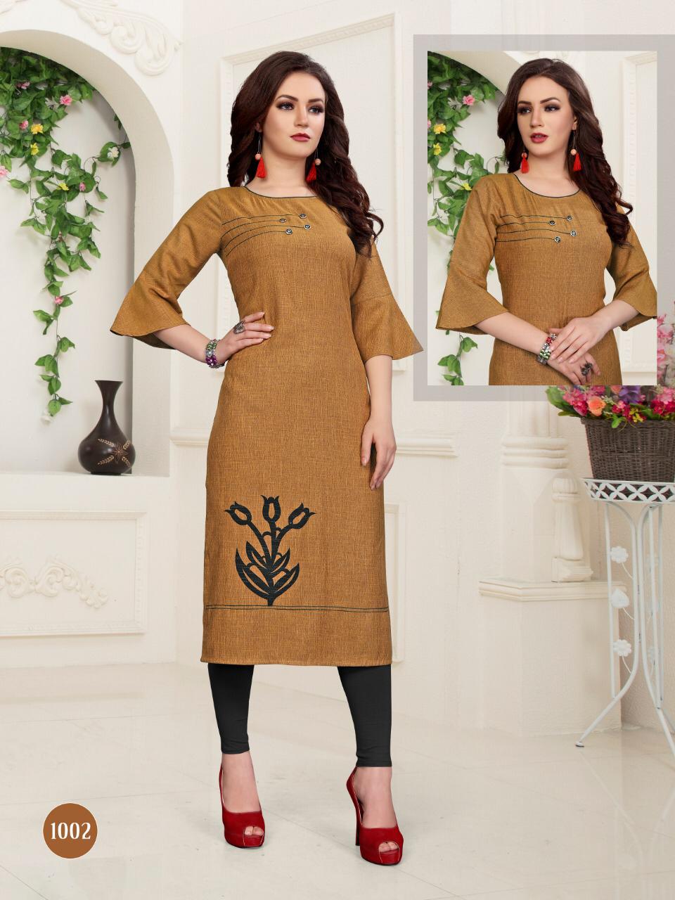 Tamana Vol-1 By T S Fashion 1001 To 1008 Series Designer Collection Suits Beautiful Stylish Fancy Colorful Party Wear & Occasional Wear Rayon Namo Slub Kurtis At Wholesale Price