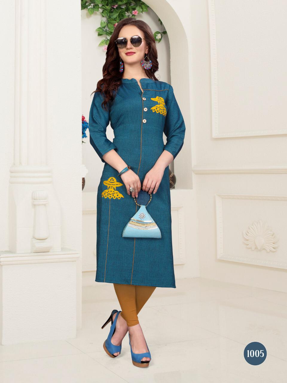 Tamana Vol-1 By T S Fashion 1001 To 1008 Series Designer Collection Suits Beautiful Stylish Fancy Colorful Party Wear & Occasional Wear Rayon Namo Slub Kurtis At Wholesale Price