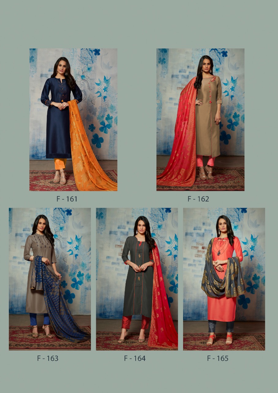 Tamanna By Feminista 161 To 165 Series Beautiful Stylish Fancy Colorful Casual Wear & Ethnic Wear & Ready To Wear Viscose Muslin With Handwwork Kurtis With Dupatta At Wholesale Price