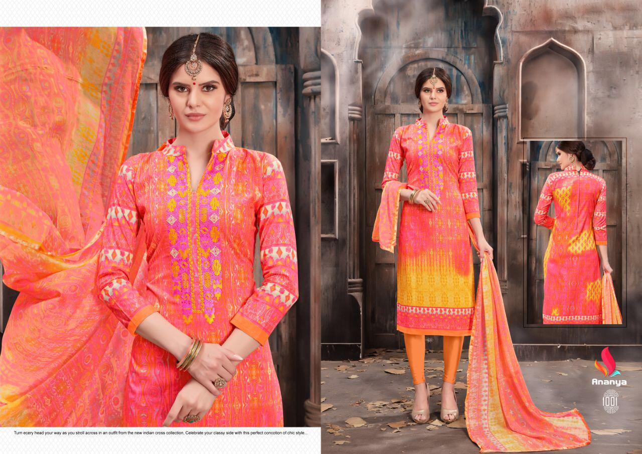 Tania By Ananya 1001 To 1010 Series Beautiful Winter Collection Suits Stylish Fancy Colorful Casual Wear & Ethnic Wear Pure Cotton Cambric Dresses At Wholesale Price