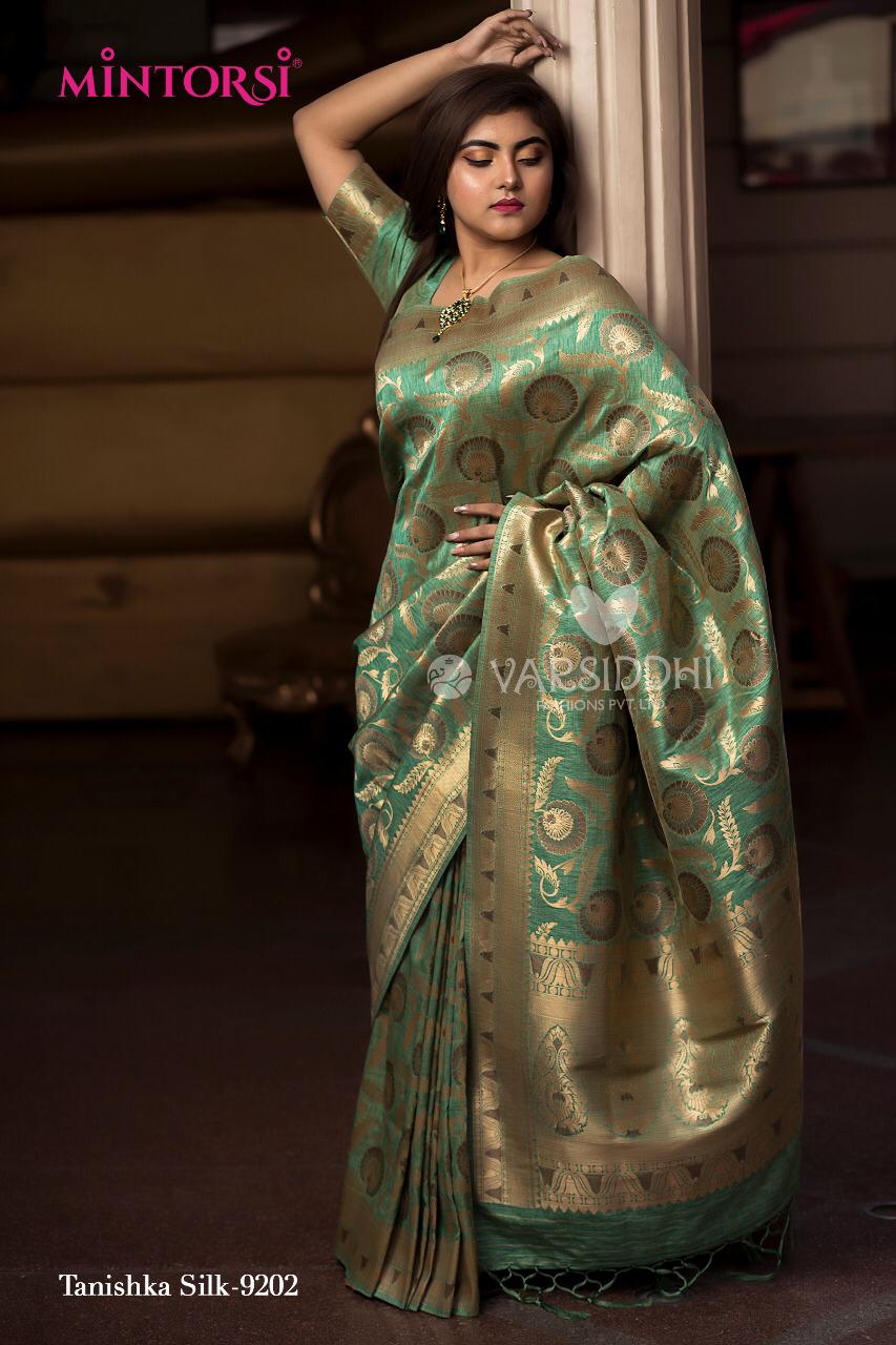 Tanishka Silk By Mintorsi 9201 To 9205 Series Designer Beautiful Indian Traditional Wear Colorful Fancy Party Wear & Occasional Wear Banarasi Silk Sarees At Wholesale Price