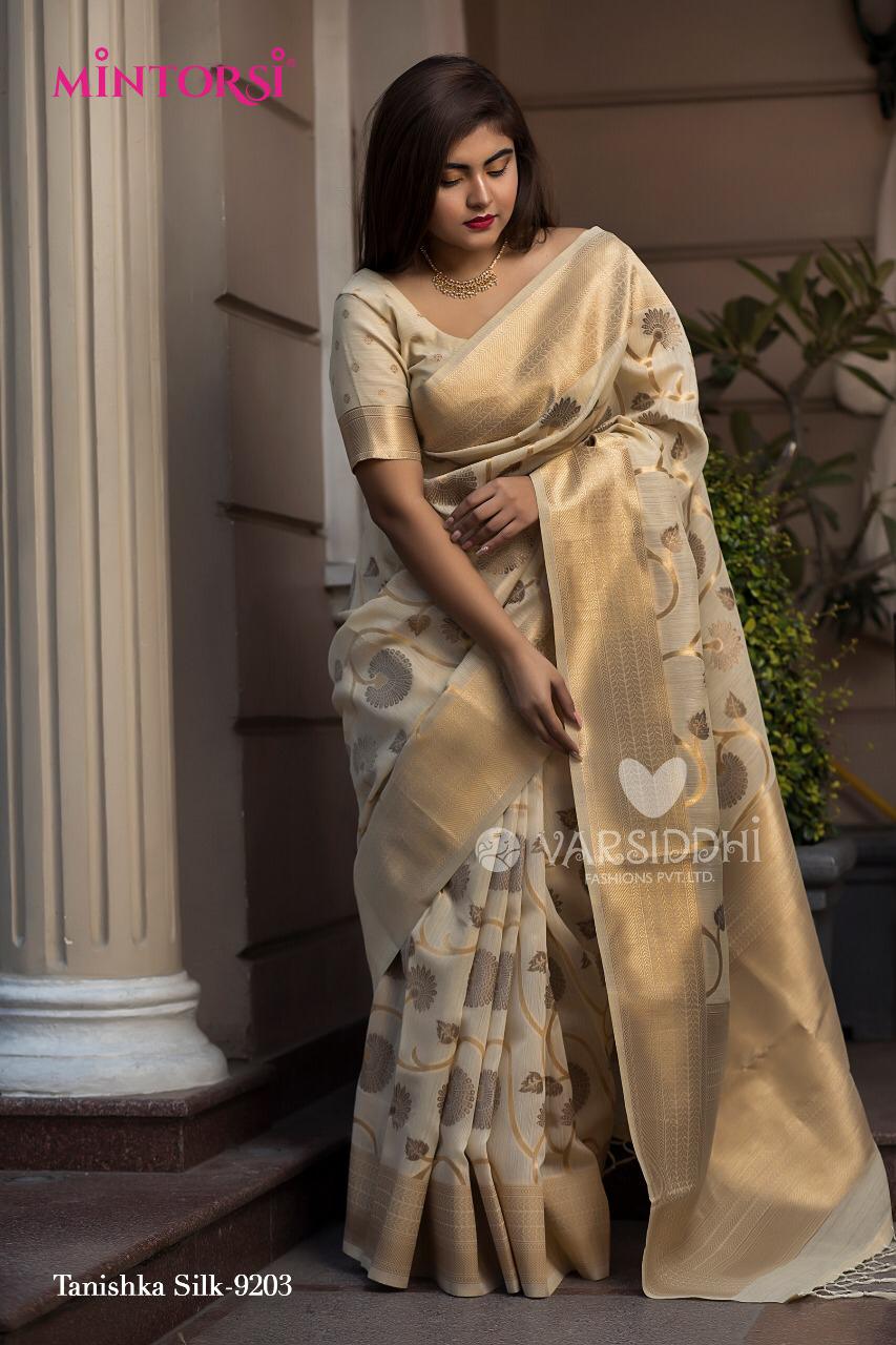 Tanishka Silk By Mintorsi 9201 To 9205 Series Designer Beautiful Indian Traditional Wear Colorful Fancy Party Wear & Occasional Wear Banarasi Silk Sarees At Wholesale Price