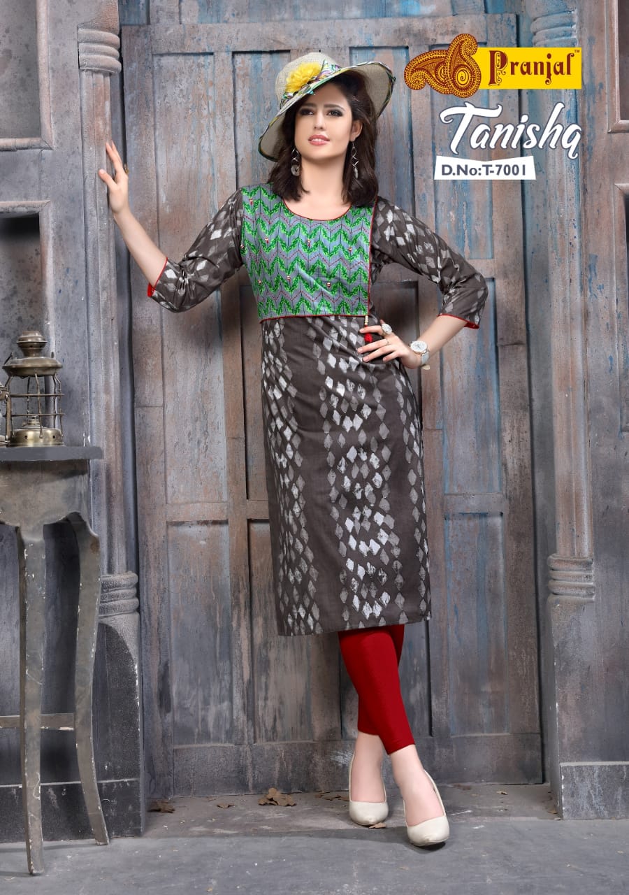 Tanishq Vol-7 By Pranjal Creation 7001 To 7009 Series Stylish Beautiful Fancy Colorful Casual Wear & Ready To Wear & Ethnic Wear Cotton Printed Kurtis At Wholesale Price