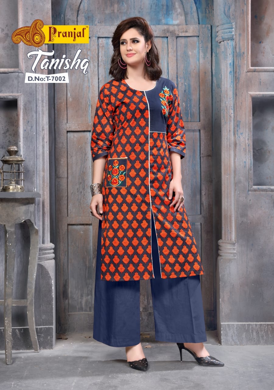 Tanishq Vol-7 By Pranjal Creation 7001 To 7009 Series Stylish Beautiful Fancy Colorful Casual Wear & Ready To Wear & Ethnic Wear Cotton Printed Kurtis At Wholesale Price