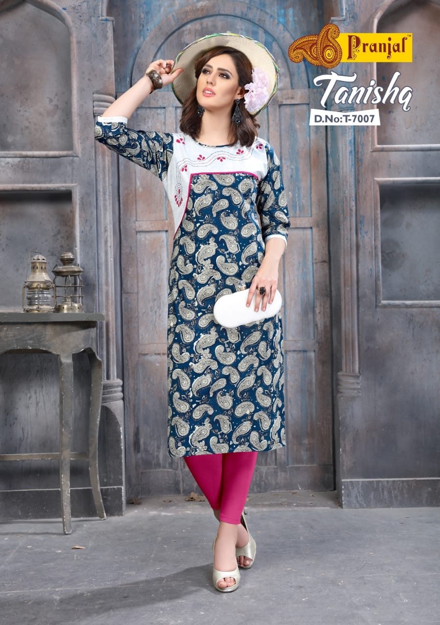 Tanishq Vol-7 By Pranjal Creation 7001 To 7009 Series Stylish Beautiful Fancy Colorful Casual Wear & Ready To Wear & Ethnic Wear Cotton Printed Kurtis At Wholesale Price
