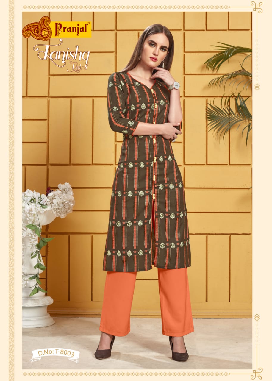 Tanishq Vol-8 By Pranjal 8001 To 8009 Series Designer Beautiful Stylish Colorful Fancy Ready To Wear & Casual Wear & Ethnic Wear Cotton Linen Flex Printed Kurtis At Wholesale Price