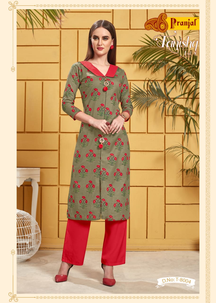 Tanishq Vol-8 By Pranjal 8001 To 8009 Series Designer Beautiful Stylish Colorful Fancy Ready To Wear & Casual Wear & Ethnic Wear Cotton Linen Flex Printed Kurtis At Wholesale Price