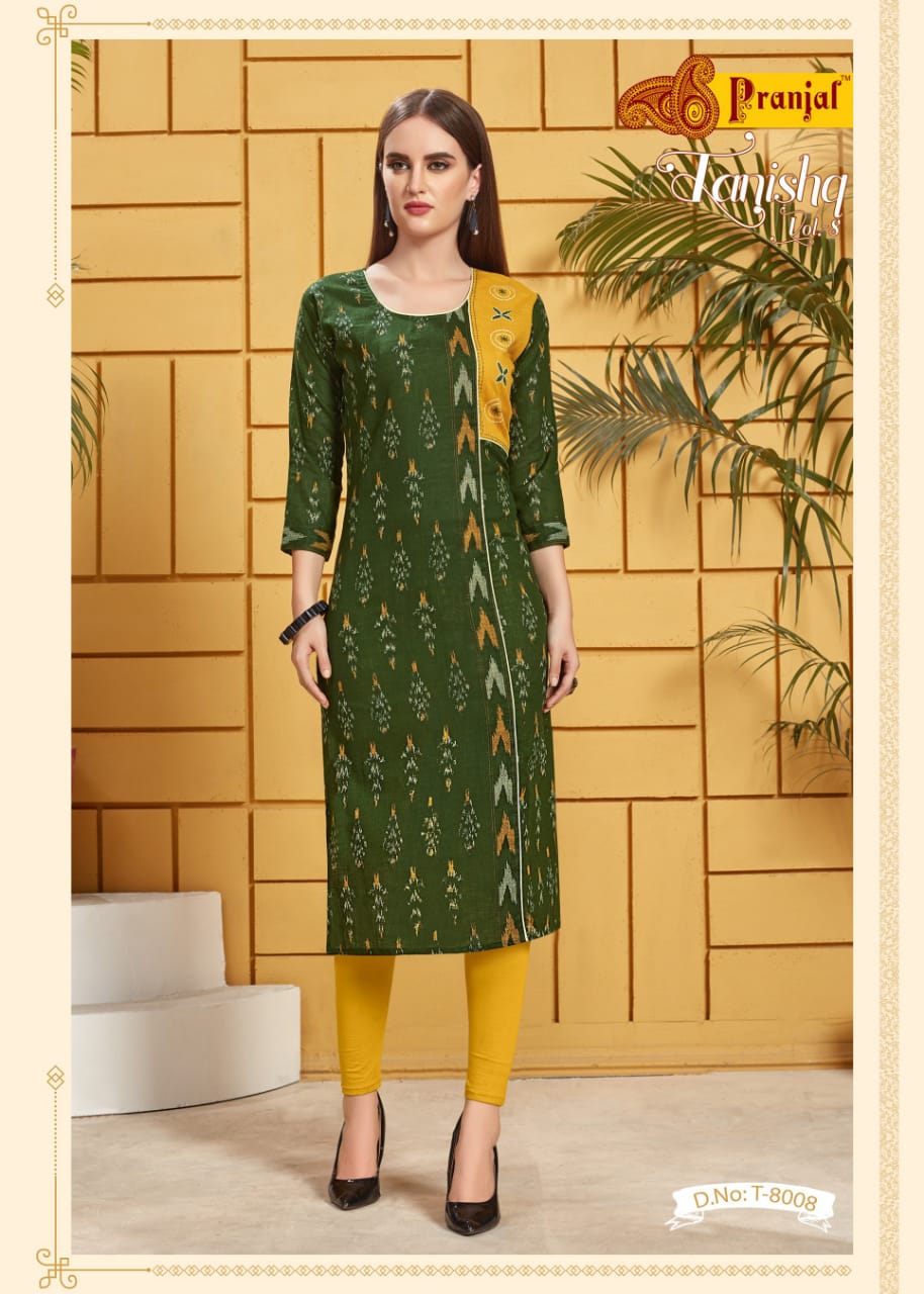 Tanishq Vol-8 By Pranjal 8001 To 8009 Series Designer Beautiful Stylish Colorful Fancy Ready To Wear & Casual Wear & Ethnic Wear Cotton Linen Flex Printed Kurtis At Wholesale Price