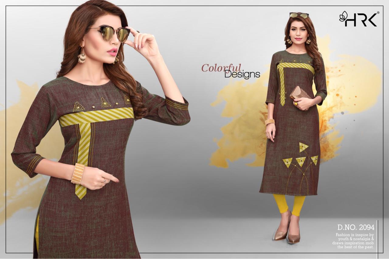 Tanishq By Hrk 2094 To 2099 Beautiful Stylish Colorful Fancy Party Wear & Ethnic Wear & Ready To Wear Namo Rayon Printed With Handwork Kurtis At Wholesale Price