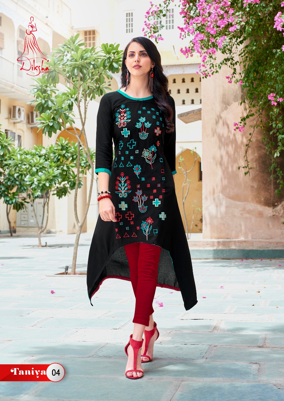 Taniya Vol-1 By Diksha Creation 01 To 14 Series Beautiful Colorful Stylish Fancy Casual Wear & Ethnic Wear & Ready To Wear Muslin & Rayon Kurtis At Wholesale Price